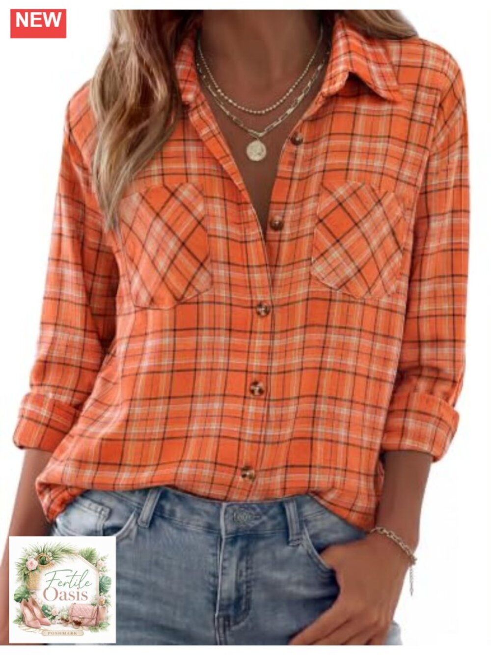 Women's Flannel Button Down Plaid Long Sleeve Shirt